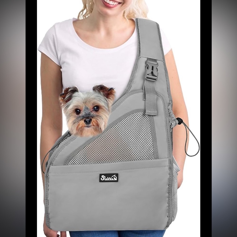 Nwot SLOWTON Pet Dog Sling Carrier, Hands Free Hard Bottom Papoose Small Animal